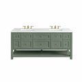 James Martin Vanities Breckenridge 72in Double Vanity, Smokey Celadon w/ 3 CM White Zeus Top 330-V72-SC-3WZ